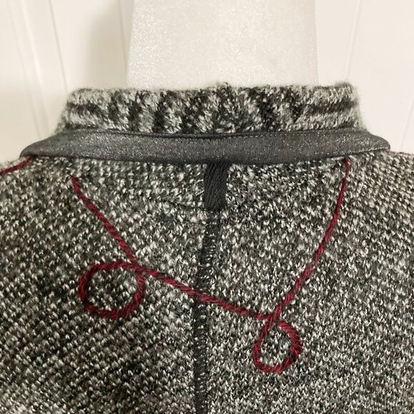 DOLCEZZA Long grey black wool blend open front vest ~ MEDIUM LARGE XL 1X duster - Picture 13 of 14